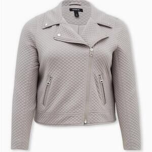 Torrid size 3 moto jacket quilted gray grey womans cute biker gorp rock grunge